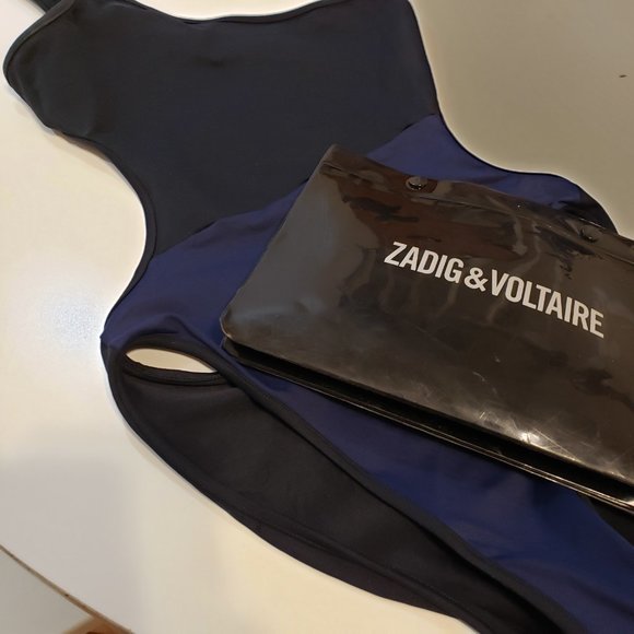 Zadig & Voltaire Colorblock One Shoulder One Piece Swimsuit Black Navy Blue - Picture 9 of 10
